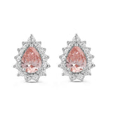 ETERNAL BLUSH COLLECTION LADIES EARRINGS 3CT ROUND/PEAR DIAMOND 14K WHITE GOLD (CENTER STONE PINK PEAR DIAMOND 1CT)
