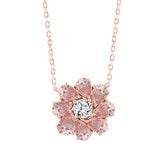 ETERNAL BLUSH COLLECTION LADIES NECKLACE 4 1/2CT ROUND DIAMOND /PINK PEAR DIAMOND 14K ROSE GOLD