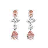 ETERNAL BLUSH COLLECTION 14K WHITE GOLD 3 1/2CT PINK OVAL/ PINK PEAR DIAMOND LADIES EARRINGS