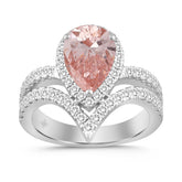 ETERNAL BLUSH COLLECTION LADIES RING 2 3/4CT ROUND/PEAR DIAMOND 14K WHITE GOLD (CENTER STONE PINK PEAR DIAMOND 2CT)