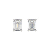 LADIES SOLITAIRE EARRINGS 2 1/2CT EMERALD DIAMOND 14K WHITE GOLD