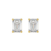 LADIES SOLITAIRE EARRINGS 4.00CT EMERALD DIAMOND 14K YELLOW GOLD