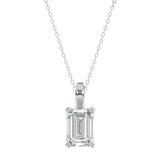 LADIES SOLITAIRE PENDANT WITH CHAIN 2 1/2CT EMERALD DIAMOND 14K WHITE GOLD