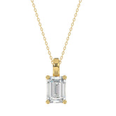 LADIES SOLITAIRE PENDANT WITH CHAIN 2 1/2CT EMERALD DIAMOND 14K YELLOW GOLD