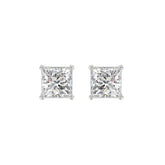 LADIES SOLITAIRE EARRINGS 2 1/2CT PRINCESS DIAMOND 14K WHITE GOLD