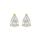 LADIES SOLITAIRE EARRINGS 4.00CT PEAR DIAMOND 14K YELLOW GOLD