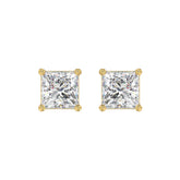 LADIES SOLITAIRE EARRINGS 4CT PRINCESS DIAMOND 14K YELLOW GOLD