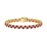 14K YELLOW GOLD 9.00CT BAGUETTE/ROUND RUBY DIAMOND LADIES BRACELET (ROUND RUBY 7 3/4CT)