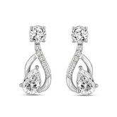 LADIES EARRINGS 1 1/2CT ROUND/PEAR DIAMOND 14K WHITE GOLD (CENTER STONE PEAR DIAMOND 1.00CT)
