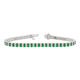 LADIES BRACELET 3CT ROUND/ROUND GREEN EMERALD DIAMOND 14K WHITE GOLD (ROUND GREEN EMERALD DIAMOND 2 3/4CT )