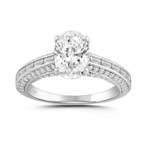 LADIES RING 2 1/2CT ROUND/BAGUETTE/OVAL DIAMOND 14K WHITE GOLD (CENTER STONE OVAL DIAMOND 2.00CT)