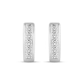 LADIES HOOPS EARRINGS 1.00CT PRINCESS DIAMOND 14K WHITE GOLD