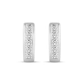 LADIES HOOPS EARRINGS 1.00CT PRINCESS DIAMOND 14K WHITE GOLD