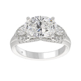LADIES RING 3 3/4CT ROUND/PEAR/OVAL DIAMOND 14K WHITE GOLD (CENTER STONE OVAL DIAMOND 3.00CT)