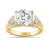 LADIES RING 3 3/4CT ROUND/PEAR/OVAL DIAMOND 14K YELLOW GOLD (CENTER STONE OVAL DIAMOND 3.00CT)