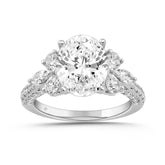 14K WHITE GOLD 4 1/3CT ROUND/PEAR/MARQUISE/OVAL DIAMOND LADIES RING (CENTER STONE OVAL DIAMOND 3CT)