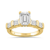 LADIES RING 3 1/4CT ROUND/EMERALD DIAMOND 14K YELLOW GOLD (CENTER STONE EMERALD DIAMOND 2.00CT)