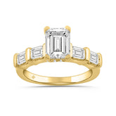 LADIES RING 3 1/4CT ROUND/EMERALD DIAMOND 14K YELLOW GOLD (CENTER STONE EMERALD DIAMOND 2.00CT)