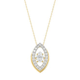 LADIES DANCING DIAMOND PENDANT WITH CHAIN 3/4CT ROUND/PEAR DIAMOND 14K YELLOW GOLD (CENTER STONE PEAR DIAMOND 1/2CT)