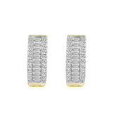 Classic 10K Yellow Gold Round & Baguette Lab Grown Diamond ladies Hoop Earrings 1/2CT (Color F-G -Clarity VS1/VS2)