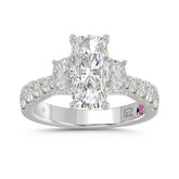 21K PLATINUM LADIES RING WITH 3 1/3CT ROUND/CUSHION/BAGUETTE DIAMONDS (CENTER STONE CUSHION DIAMOND 2CT)