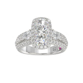 21K PLATINUM LADIES RING 3 1/2CT ROUND/PEAR/CUSHION/BAGUETTE DIAMOND (CENTER STONE CUSHION DIAMOND 2CT)