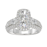 Ladies 14K White Gold 3 1/2CT Featuring Fashion Ring with Round, Pear & Cushion Diamond 2.00CT Cushion Center stone (Color F-G -Clarity VS1/VS2)