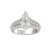 21K PLATINUM LADIES RING 2 3/4CT ROUND/PEAR/BAGUETTE DIAMOND (CENTER STONE PEAR DIAMOND 2CT)