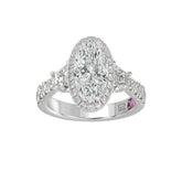 21K PLATINUM LADIES RING 3 1/4CT ROUND/ELONGATED OVAL/TRAPEZOID/BAGUETTE DIAMOND (CENTER STONE ELONGATED OVAL DIAMOND 2CT)