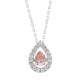 LADIES PENDANT WITH CHAIN 3/4CT ROUND/PEAR DIAMOND 14K WHITE GOLD (CENTER STONE PINK PEAR DIAMOND 1/2CT)