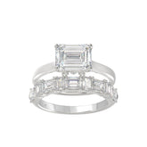 LADIES BRIDAL SET 3 1/2CT ROUND/EMERALD DIAMOND 14K WHITE GOLD (CENTER STONE EMERALD DIAMOND 2.00CT)