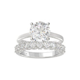 14K WHITE GOLD 4.00CT ROUND DIAMOND LADIES BRIDAL SET (CENTER STONE ROUND DIAMOND 3.00CT)