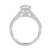 Emerald Cut Lab Grown Diamond Engagement Ring In 14K White Gold 3 1/4Ct Round & Emerald Diamond Ring 3.00Ct Emerald Center Stone (Color F-G -Clarity Vs1/Vs2)