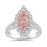 ETERNAL BLUSH COLLECTION 14K WHITE GOLD 3 1/4CT ROUND/MARQUISE DIAMOND LADIES RING (CENTER STONE PINK MARQUISE DIAMOND 2CT)
