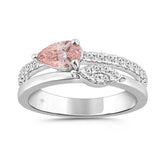 ETERNAL BLUSH COLLECTION 14K WHITE GOLD 3/4CT ROUND/PINK PEAR DIAMOND LADIES RING