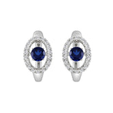 14K WHITE GOLD 3/4CT ROUND DIAMOND LADIES HOOPS EARRING (BLUE ROUND)
