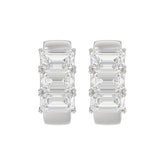 14K WHITE GOLD 3.00CT EMERALD DIAMOND LADIES HOOPS EARRINGS