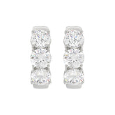 14K WHITE GOLD 3.00CT ROUND DIAMOND LADIES HOOP EARRINGS