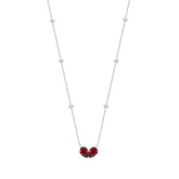 14K WHITE GOLD 2.00CT ROUND/PEAR DIAMOND LADIES NECKLACE (RUBY DIAMOND 2 STONE)