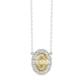 14K WHITE GOLD 2.00CT ROUND/OVAL DIAMOND LADIES PENDANT WITH CHAIN