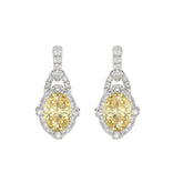 14K WHITE GOLD 2 1/3CT ROUND/YELLOW OVAL DIAMOND LADIES EARRINGS
