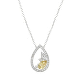 14K WHITE GOLD 1 1/2CT ROUND/YELLOW PEAR/MARQUISE DIAMOND LADIES PENDANT WITH CHAIN