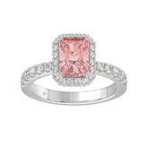 ETERNAL BLUSH COLLECTION 14K WHITE GOLD 1.00CT ROUND/RADIANT DIAMOND LADIES RING (CENTER STONE PINK RADIANT DIAMOND 3.00CT)