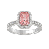 ETERNAL BLUSH COLLECTION 14K WHITE GOLD 4.00CT ROUND/RADIANT DIAMOND LADIES RING (CENTER STONE PINK RADIANT DIAMOND 3.00CT)