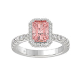 ETERNAL BLUSH COLLECTION 14K WHITE GOLD 4.00CT ROUND/RADIANT DIAMOND LADIES RING (CENTER STONE PINK RADIANT DIAMOND 3.00CT)