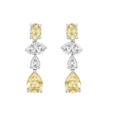 14K WHITE GOLD 3 1/2CT OVAL/PEAR DIAMOND LADIES EARRINGS (YELLOW PEAR DIAMOND 3/4CT/YELLOW OVAL DIAMOND 1/2CT)