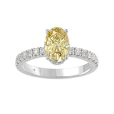 14K WHITE GOLD 2 1/2CT ROUND/YELLOW OVAL DIAMOND LADIES RING (CENTER STONE 2.00CT)