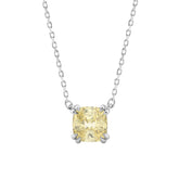 14K WHITE GOLD 1.00CT CUSHION YELLOW DIAMOND LADIES PENDANT