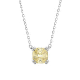 14K WHITE GOLD 1.00CT CUSHION YELLOW DIAMOND LADIES NECKLACE