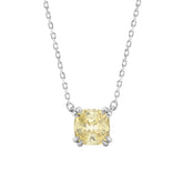 14K WHITE GOLD 1.00CT CUSHION YELLOW DIAMOND LADIES PENDANT